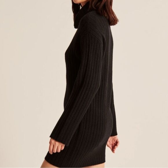 Abercrombie & Fitch Easy Fitting Turtleneck Sweater Dress Black- Size XS - Picture 2 of 10